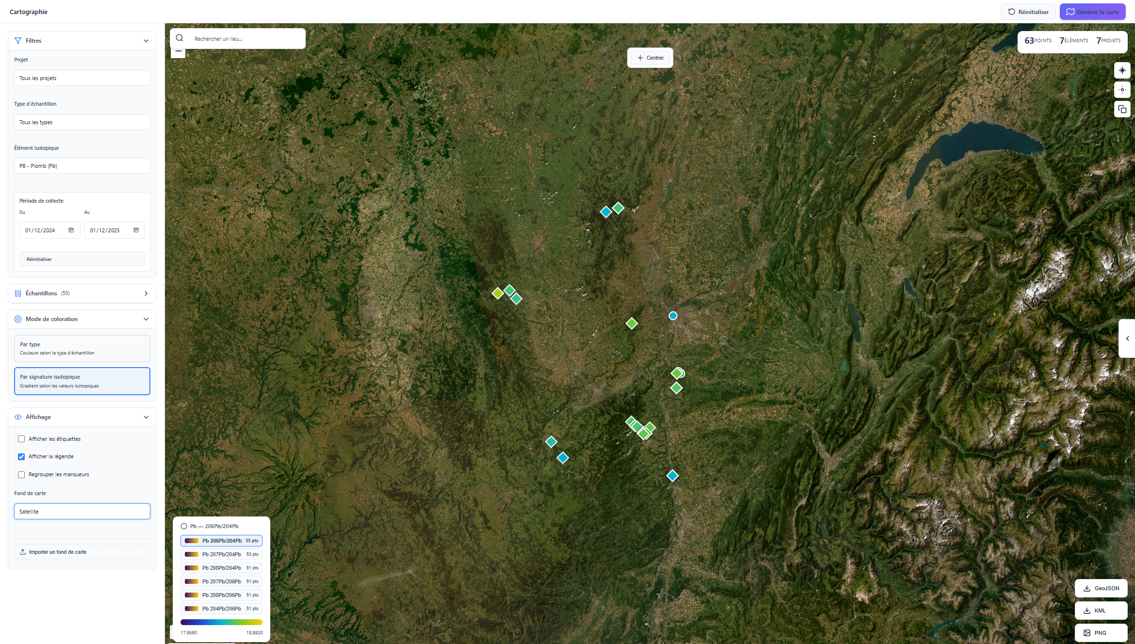Interface du module de cartographie