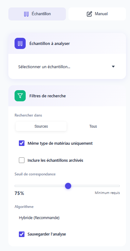 Sélection des échantillons filles et configuration des filtres