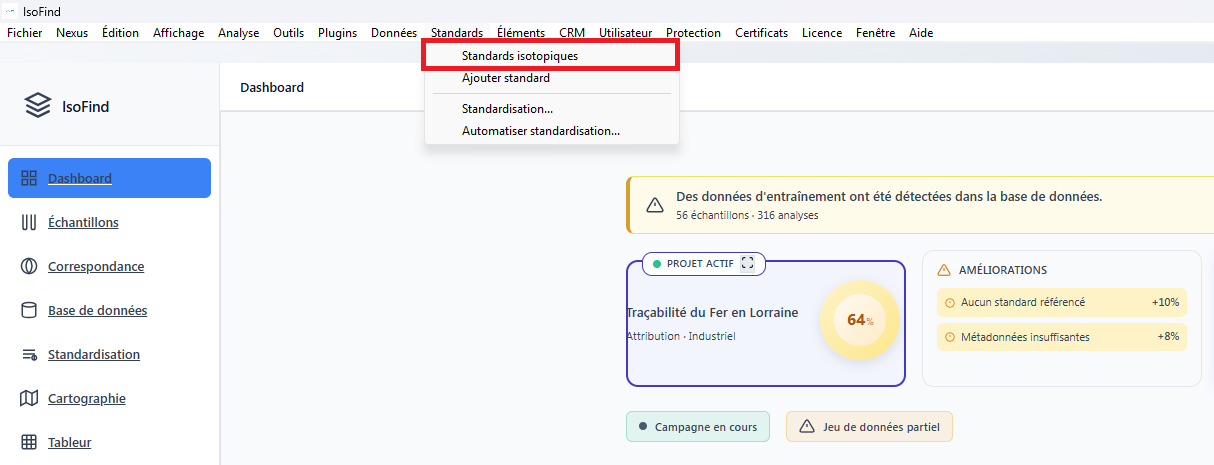 Accès au gestionnaire de référentiels
