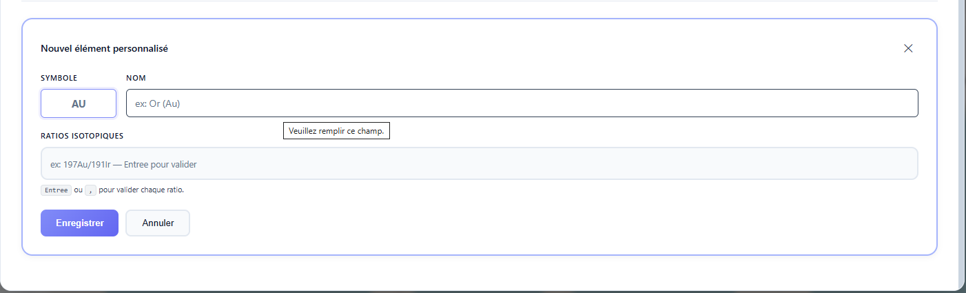 Création d'un système isotopique personnalisé