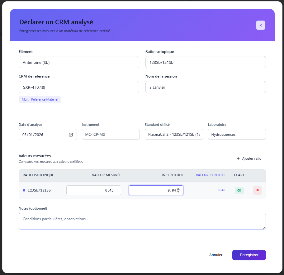 Formulaire de déclaration d'une mesure de contrôle