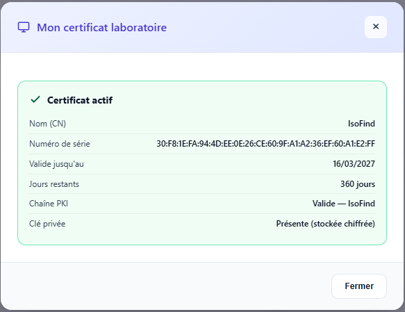 Fenêtre d'empreinte machine dans IsoFind