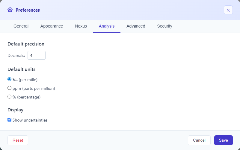 Nexus preferences tab