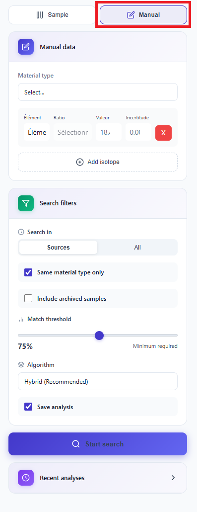 Manual multi-ratio entry interface