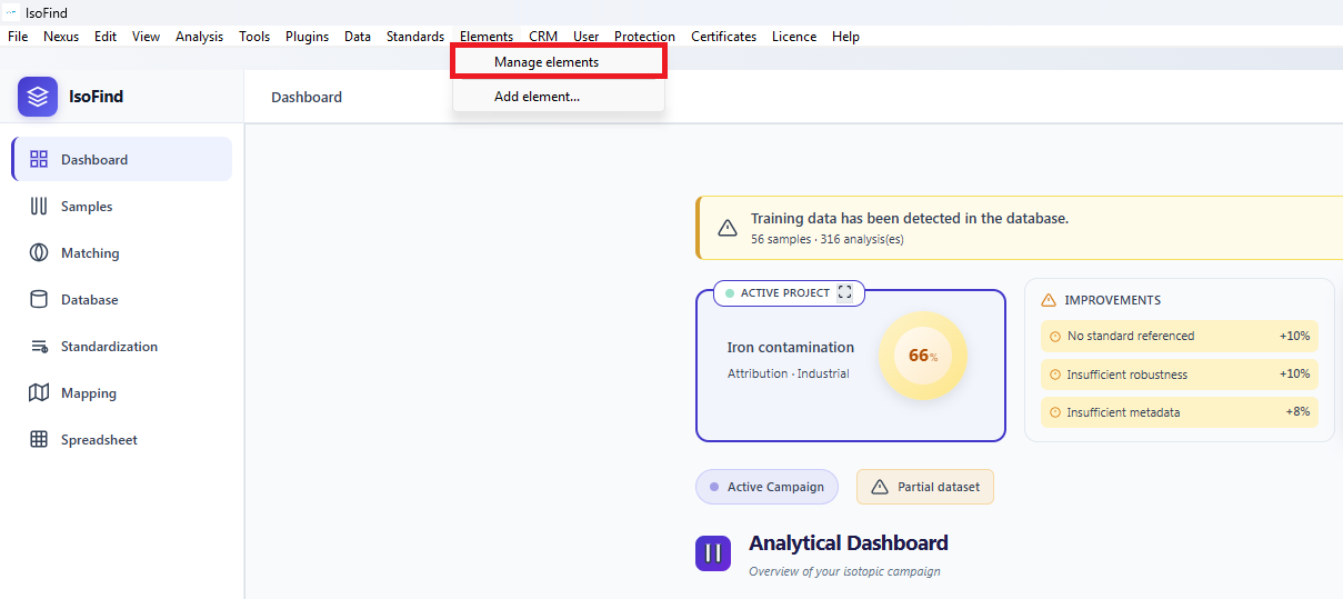 Accessing the global element manager