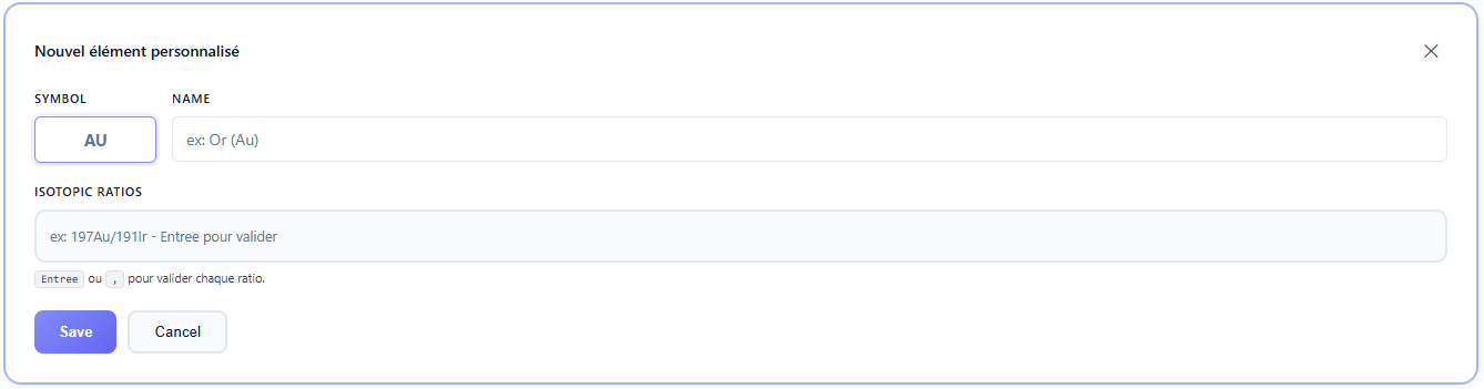Creating a custom isotopic system