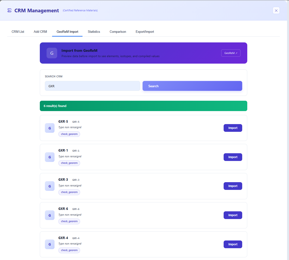 GeoRem import interface