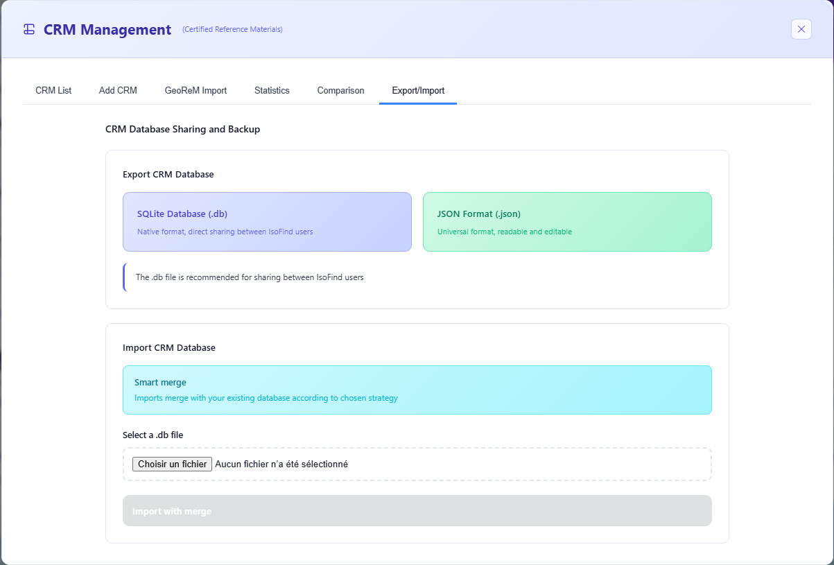 CRM database transfer interface