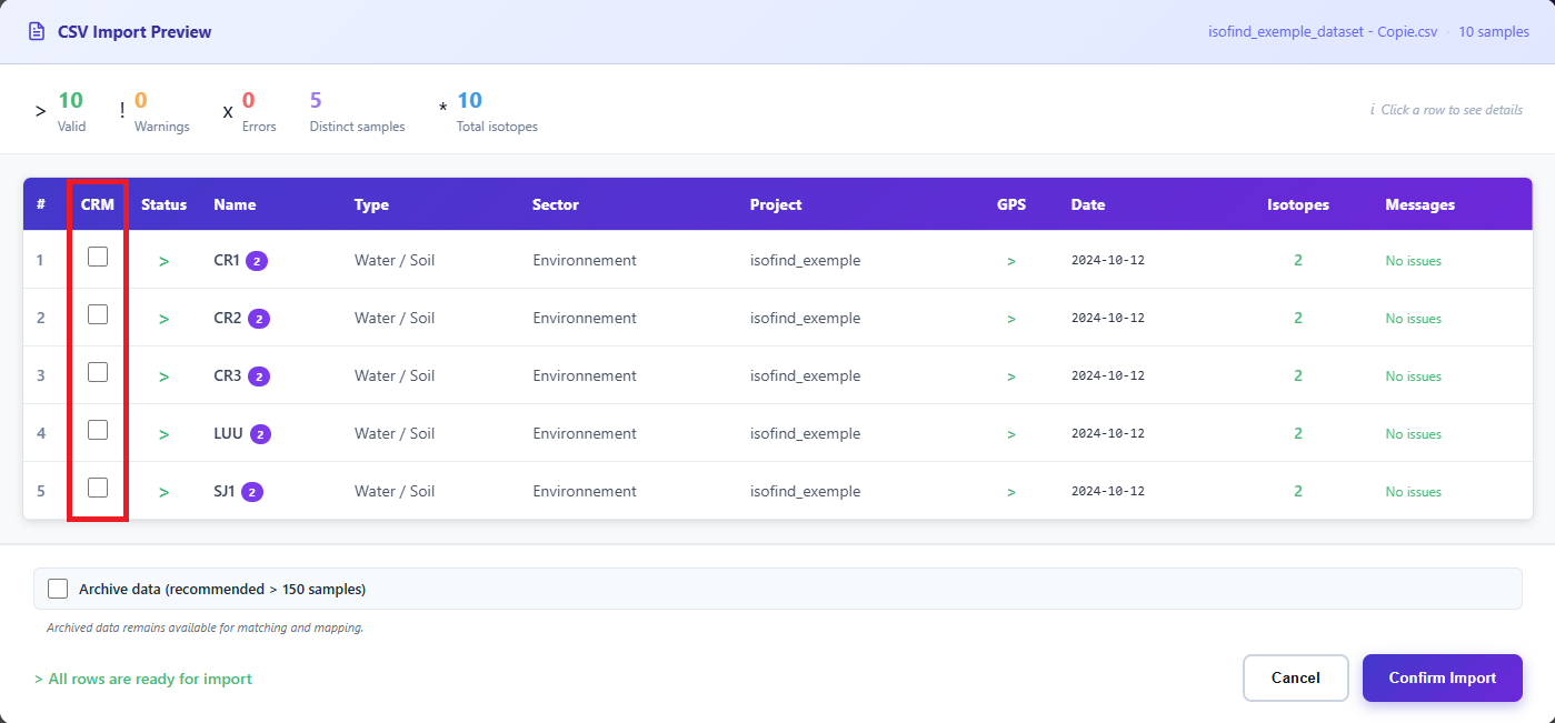 Configuring CRM controls during batch import