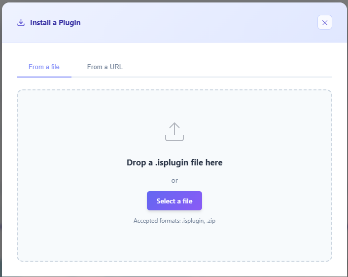 Plugin installation menu