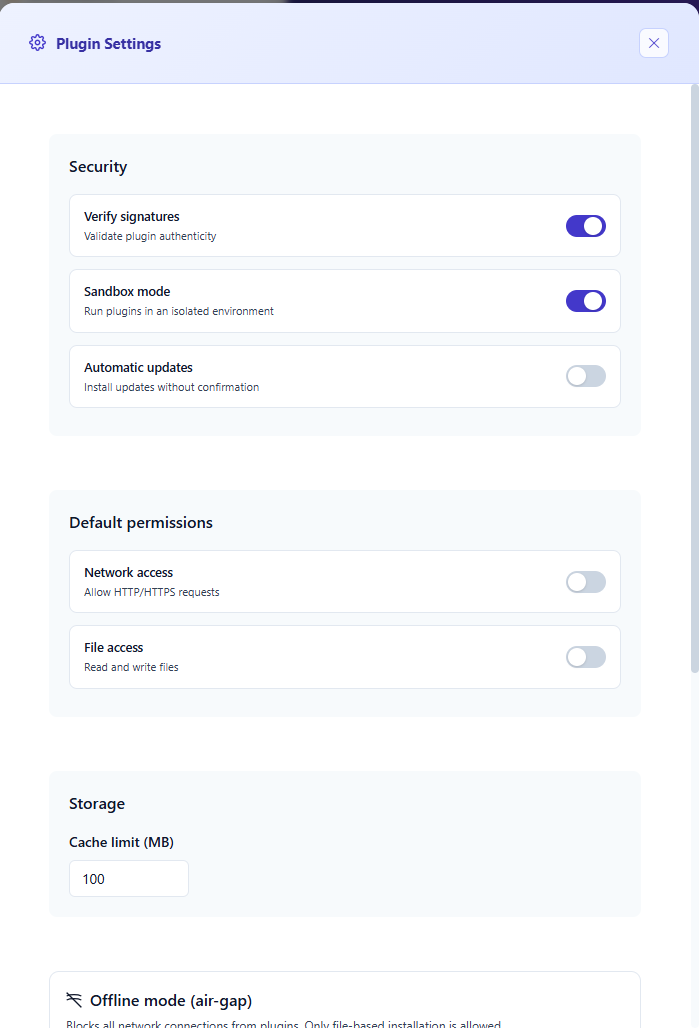 Global plugin settings
