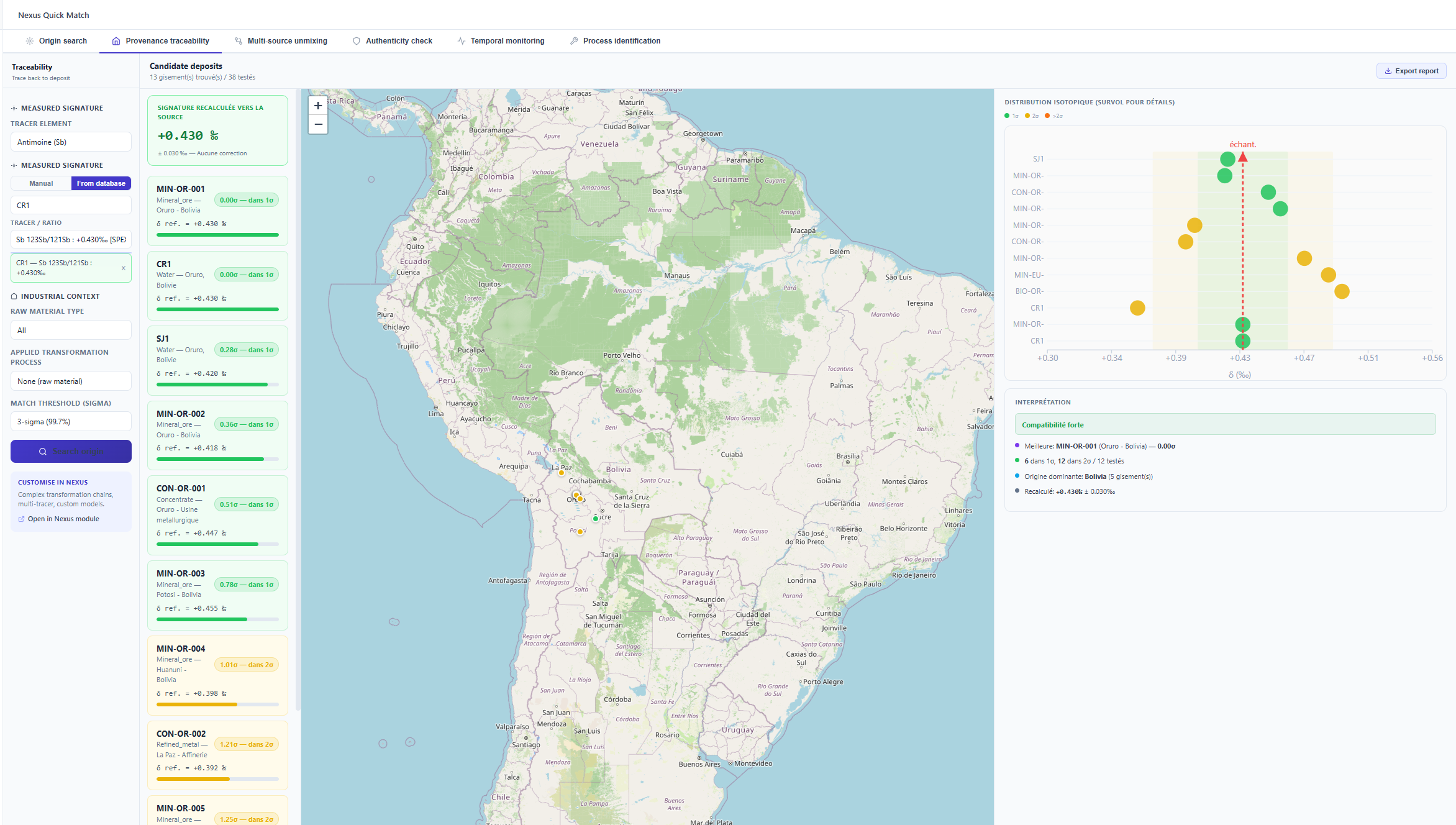 Main traceability search screen..